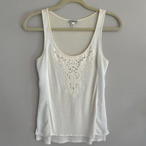 Express Embellished Cutout White / Ivory / Cream Tank Top